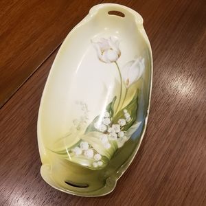 Lily of the Valley Porcelain Oval Dish with Handles